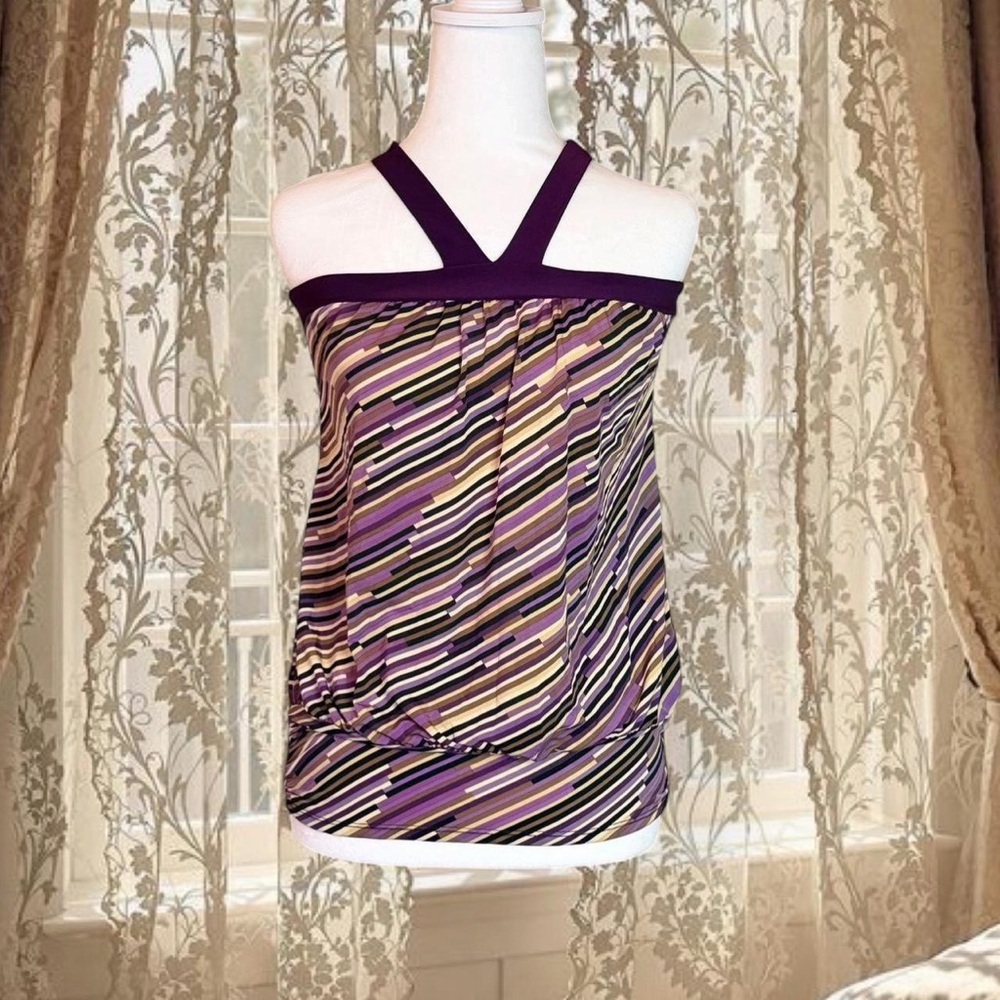 Vintage Y2K Purple Striped Fairycore Halter Top